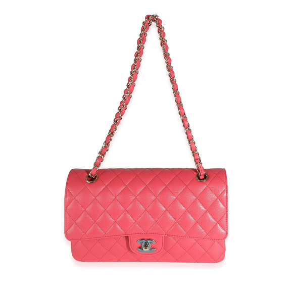 Chanel Dark Pink Quilted Caviar Medium Classic Double Flap Handbag - Picture 6 of 8